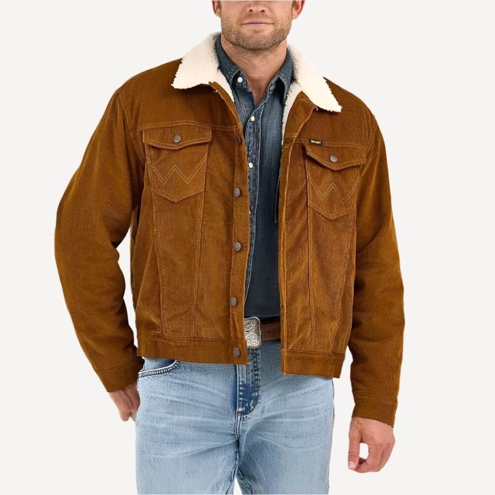 NWT Wrangler Sherpa Lined Brown Corduroy Western Trucker Jacket Men Size XXL